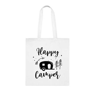 Imagem de Sacola Happy Camper, presente Happy Camper, bolsa de ombro Happy Camper, sacolas reutilizáveis Happy Camper, cesta de natal de aniversário, ideia de presente para ela, presente para