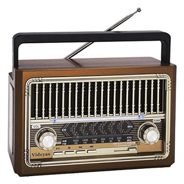 Imagem de Videyas Rádio FM retrô AM, rádio vintage portátil de ondas curtas com alto-falante Bluetooth, lanterna, melhor recepção, suporta entrada auxiliar, cartão TF, disco USB para casa e cozinha ao ar livre
