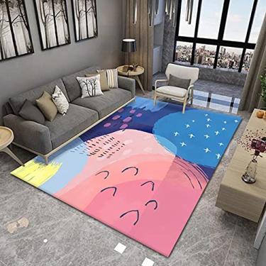 Imagem de jia cool Tapete contemporâneo estilo retrô abstrato para sala de estar, tapetes antiderrapantes para áreas internas/externas, 50 x 80 cm, geometria-204