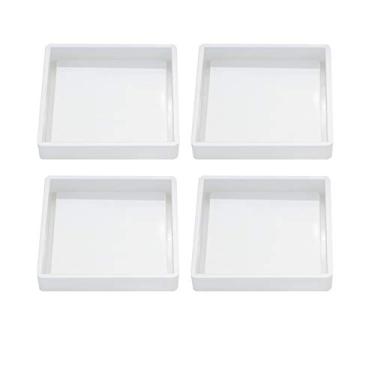 Imagem de 4 peças de moldes de porta-copos de silicone, moldes de fundição de epóxi quadrado para resina, concreto, cimento, decoração de casa