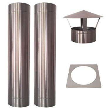 Imagem de Kit Chaminé Duto 9" Inox 304 Chapéu Chines, Acabamento Forro
