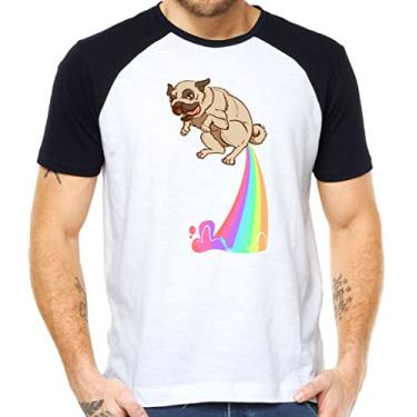 Imagem de Camiseta pug peidando arco-iris camisa divertida engraçado Cor:Preto;Tamanho:XG