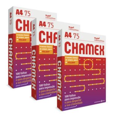 Imagem de Kit 3 Pacotes De 500 Folhas De Papel Sulfite A4 Chamex