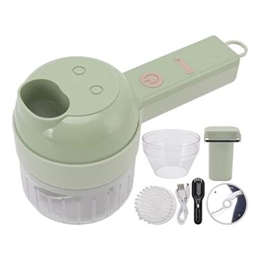 Imagem de Conjunto de cortador de legumes elétrico picador de legumes, mini processador de alimentos portátil 4 em 1 sem fio, picador de alimentos recarregável usb com escova para cozinhar vegetais de cozinha