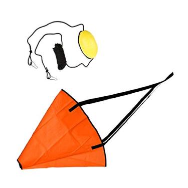 Imagem de Inzopo Linha de arremesso de âncora à deriva de caiaque de 9 metros com boia e clipes + 61 cm laranja PVC barco iate caiaque pesca vela meia âncora do mar drogue paraquedas freio