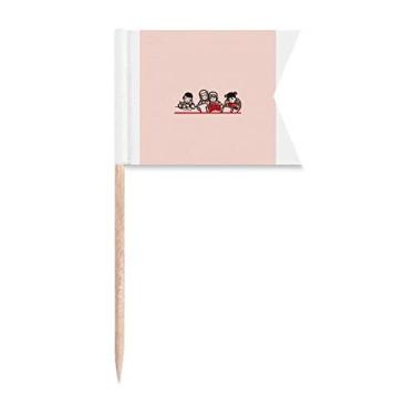 Imagem de Bandeiras de palito de dente com classe de de educação vermelha da China, marcação de etiquetagem para bolo de festa, prato de queijo