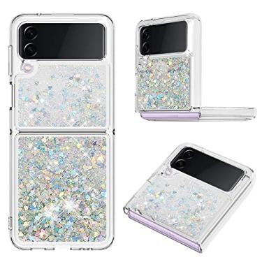 Imagem de Capa de areia movediça de luxo Bling para Samsung Z Flip 3 4 Silicone Glitter para Samsung Galaxy Z Flip 3 4 Flip3 Z Flip4 Capa à prova de choque, prata, para Samsung Z Flip 4