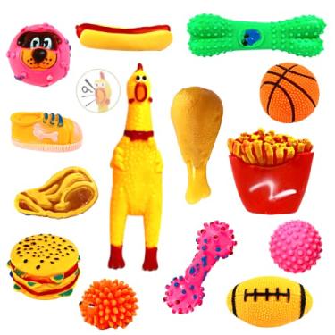 Imagem de Kit 5un Brinquedo para Filhote Mordedor para cachorros Bolinha Galinha Sonoro Pet