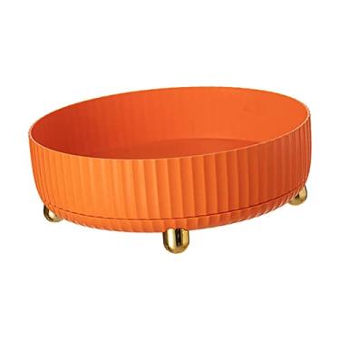 Imagem de gazechimp Prateleira Giratória para Temperos Antiderrapante Bandeja Multiuso Organizador de Banheiro Lazy Susans Mesa Giratória para sala | cozinha | banheiro | quarto,Laranja