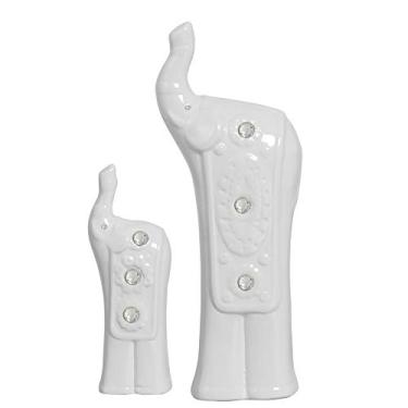 Imagem de Duo Elefantes Indiano G E Peq Ceramicas Pegorin Branco