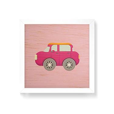 Imagem de Arte Maníacos Quadro decorativo com moldura caixa branca em Madeira - Carrinho Rosa - 30x30cm