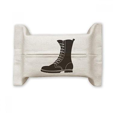 Imagem de Botas masculinas pretas cano alto padrão delineado capa de papel de tecido de algodão saco de linho