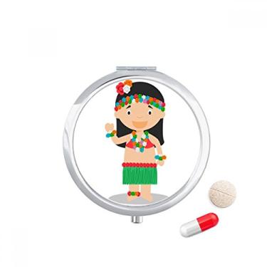 Imagem de Caixa de comprimidos com desenho do Havaí Beautiful Girl com compartimento para armazenamento de medicamentos