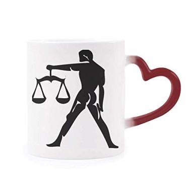 Imagem de Constellation Libra signo do zodíaco Caneca sensível ao calor Copo de grés que muda de cor vermelha
