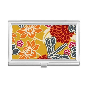Imagem de Carteira de bolso estilo chinês com estampa de flores asiáticas, porta-cartões