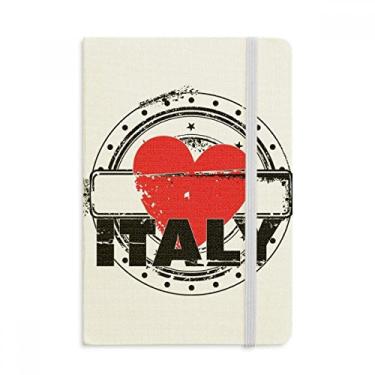 Imagem de Caderno em formato de coração "I Love Italy" com estampa de coração, capa dura oficial, diário clássico