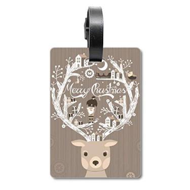 Imagem de Deer Father Christmas House Gift Suitcase Bag Tag Luggage Card Hanging Scutcheon Label