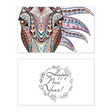 Imagem de Cartão comemorativo de ano novo com design de cavalo colorido estilo mosaico mensagem de abençoar presente