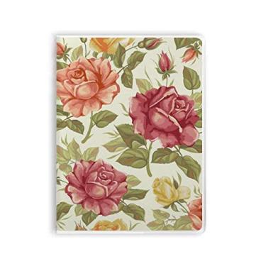 Imagem de Caderno de flores em aquarela rosa envelhecida capa de goma para diário
