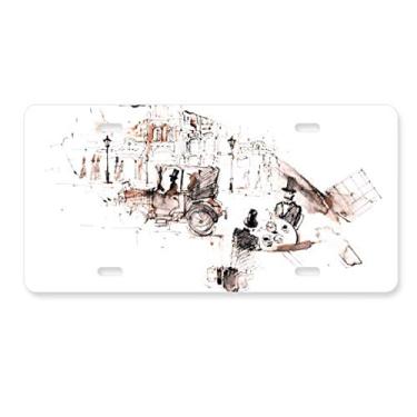 Imagem de DIYthinker British Architecture Vintage Carro Aquarela Placa Decoração Aço Inoxidável Automóvel