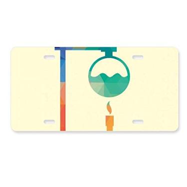 Imagem de DIYthinker Garrafa térmica redonda inferior química placa de licença decoração aço inoxidável automóvel etiqueta