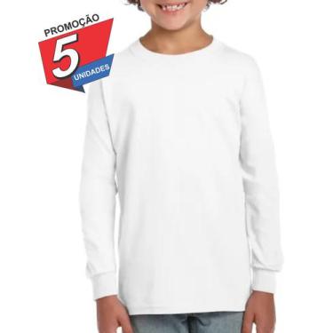 Imagem de Kit 5 Camiseta Branca Infantil Juvenil 100% Algodao Escolar - Gmf