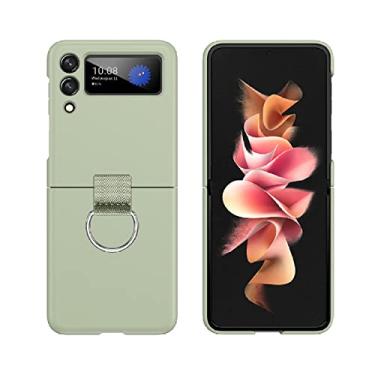 Imagem de Estojo de telefone com alça de mão fashion para Samsung Z Flip 4 ZFlip 3 5G ultra fino capa de plástico rígido anel de pulseira, S2, verde claro, para SAM Z Flip4