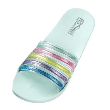 Imagem de Chinelos femininos personalizados chinelos chinelos de praia sandálias de PVC antiderrapante chinelo colorido meias femininas, Verde, 7.5