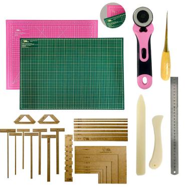 Imagem de Base de Corte A3 45x30 Mesa Apoio Placa Para Cortar Tecido Papel Kit Cartonagem Encadernação Esquadros Gabarito Scrapbook Cortador de Tecido Papel 45