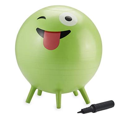 Imagem de Gaiam Kids Stay-N-Play Bola de equil brio infantil cadeira escolar flex vel ativa sala de aula mesa alternativa assento | Pernas de estabilidade macias embutidas (dispon vel em v rias cores, impress es e tamanhos), 45cm (Green Crazy Silly), 45 cm
