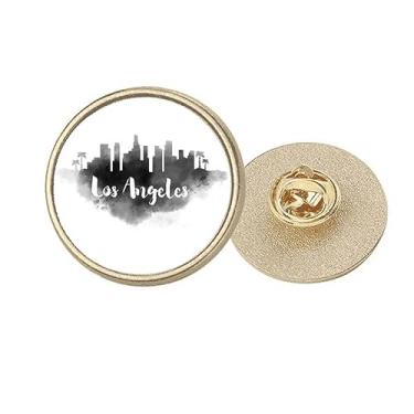 Imagem de Broche de metal dourado com pintura da cidade Los Angeles America Ink, Medium, não aplicar
