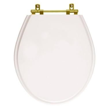 Imagem de Tampa de Vaso Ravena Branco para bacia Deca Com Ferragem Dourada