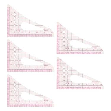 Imagem de Régua Triangular Régua Triangular para Peças Régua para Roupas Multifuncionais Régua 8514 Réguas Conjunto Transparente Régua Triangular 5Pçs Réguas