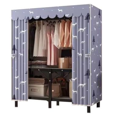 Imagem de Armário de guarda-roupa de liga de ferro com capa de pano Armário de guarda-roupa portátil Armário de armazenamento de grande capacidade Roupeiros extra resistentes