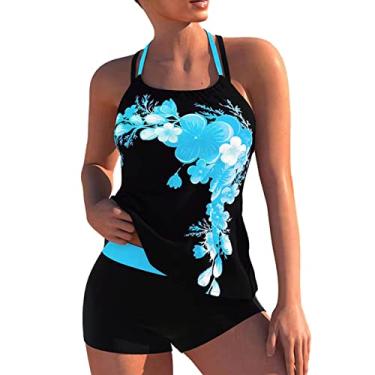 Imagem de Fatos de Banho Femininos, Roupa de Banho Feminina Segura para Usar Cordão Cruzado Moda Duas Peças Cordão Dividido para Piscina (XXL)