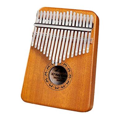 Imagem de Piano de polegar Kalimba de 17 teclas, Kalimba corpo de madeira maciça de mogno, xilofone portátil Mbira Sanza, piano de dedo para amantes da música, (18 cm x 13 cm) amarelo arredondado