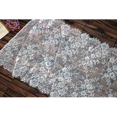 Imagem de Chantilly tecido de renda com borda de cílios floral vestido de noiva/casamento flor pano de mesa de renda africana faça você mesmo artesanato guarnição apliques cortinas de fita ALE16 /339 (Size : W