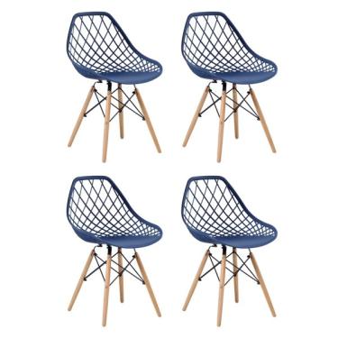 Imagem de Kit 4 Cadeiras Para Sala De Jantar Veneza Azul Marinho