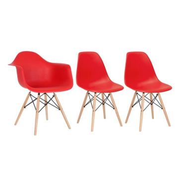 Imagem de Kit 1 Cadeiras Eames Daw Com Braços + 2 Cadeiras Eiffel Dsw -
