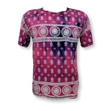 Imagem de Camiseta Indiana Masculina Bata Malha Fria Tamanho P - Sarat Moda Indi