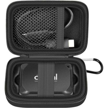 Imagem de Capa de transporte compatível com SSD portátil Crucial X10/X9 Pro 4TB/2TB/1TB, unidade de estado sólido externa, suporte de armazenamento rígido serve para cabo USB-C (apenas caixa) (preto)