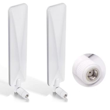 Imagem de Antena 4G 5G LTE 9dBi SMA Macho Celular Branco SMA Antena para roteador CPE sem fio Hotspot Gateway Celular Industrial IoT Router Trail Game Camera Outdoor Security Camera Pacote com 2