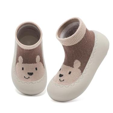 Imagem de Sapatos para bebês meninos meninas primeiro caminhada antiderrapante com sola de borracha macia para bebês, Urso marrom, 2-2.5 years Toddler