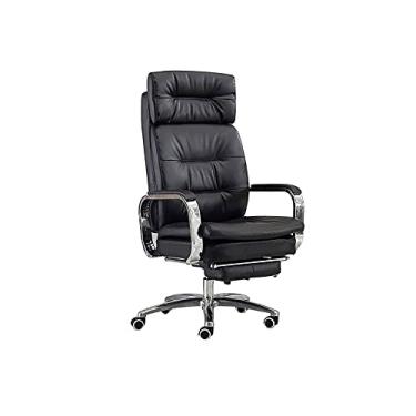 Imagem de Cadeira executiva de escritório cadeira de jogos de computador cadeira ergonômica de videogame cadeira de chefe de negócios com apoio para os pés cadeiras de mesa de couro de vaca bancos preto