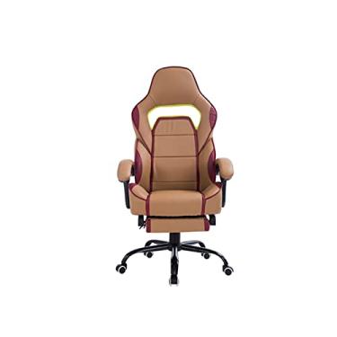 Imagem de Cadeira de jogos de computador cadeira de escritório executiva cadeira de jogos cadeiras de mesa de couro bancos cadeira de encosto ergonômica com apoio para os pés e apoio de braço fixo (cor: marrom)