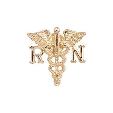 Imagem de Enfermeira joia RN broche etiqueta pino de crachá de enfermeira registrado pino medicamento caduceu anjo presente de amamentação para médico enfermeira, Metal, Sem pedras preciosas