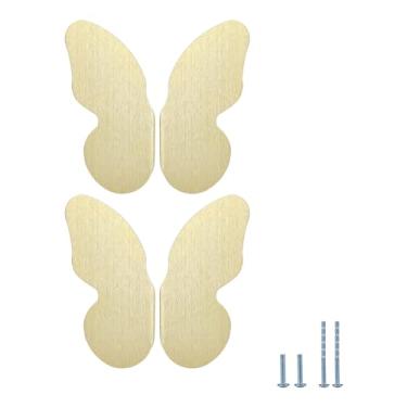 Imagem de Evionlin Dois pares de puxadores coloridos de liga de alumínio em forma de borboleta dourada para armários divertidos e funcionais