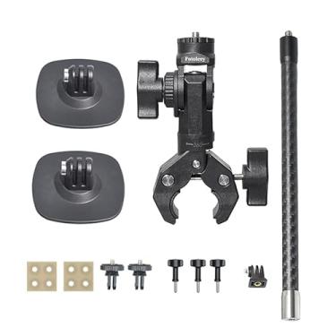 Imagem de Fotoleey Conjunto de suporte de bicicleta 360 - suporte de câmera para bicicleta, suporte adesivo para capacete e haste de extensão - para Insta360 X4 X3 X2 Ace Pro, Go Pro Hero 13, Hero 12, Hero 11
