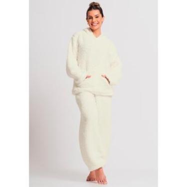 Imagem de Pijama Flanelado Feminino Longo Capuz Bolso Teddy Peluciado Mvb Modas-Feminino