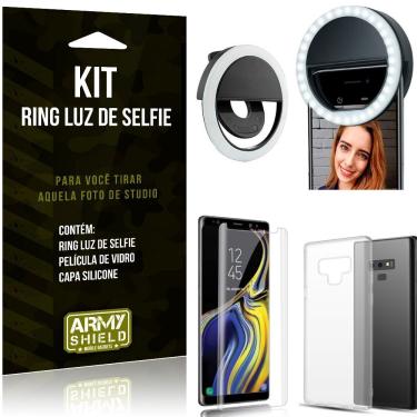 Imagem de Ring Luz de Selfie Samsung Galaxy Note 9 Flash Ring + Capa Silicone + Película Vidro - Armyshield